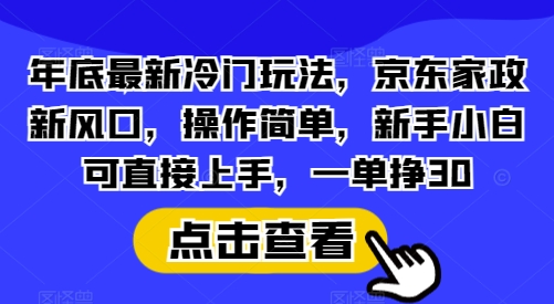 年底最新冷门玩法，京东家政新风口，操作简单，新手小白可直接上手，一单挣30 - 冒泡网赚