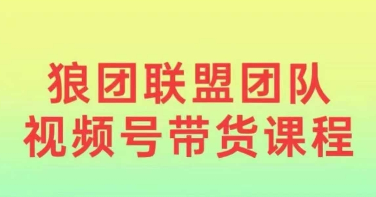 狼团联盟2024视频号带货，0基础小白快速入局视频号 - 冒泡网赚