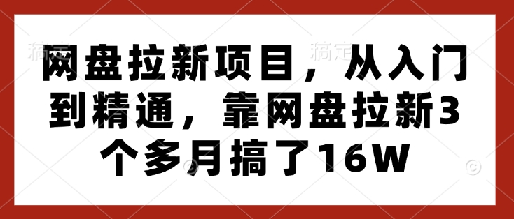 网盘拉新项目，从入门到精通，靠网盘拉新3个多月搞了16W - 冒泡网赚
