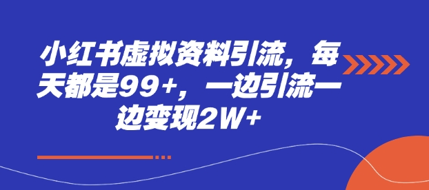 小红书虚拟资料引流，每天都是99+，一边引流一边变现2W+ - 冒泡网赚