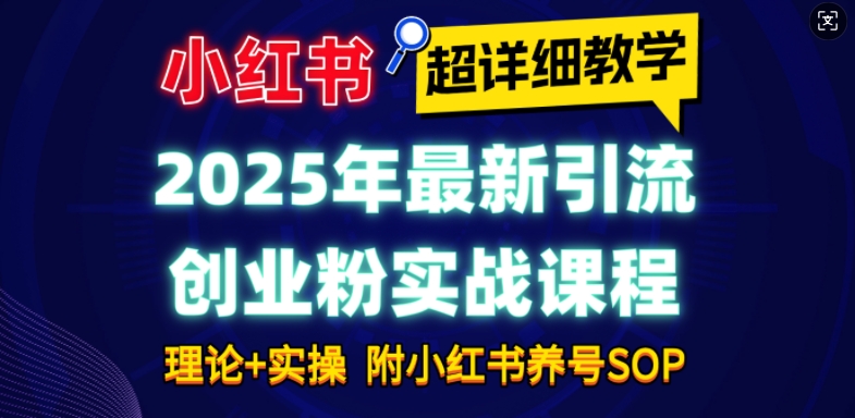 2025年最新小红书引流创业粉实战课程【超详细教学】小白轻松上手，月入1W+，附小红书养号SOP - 冒泡网赚