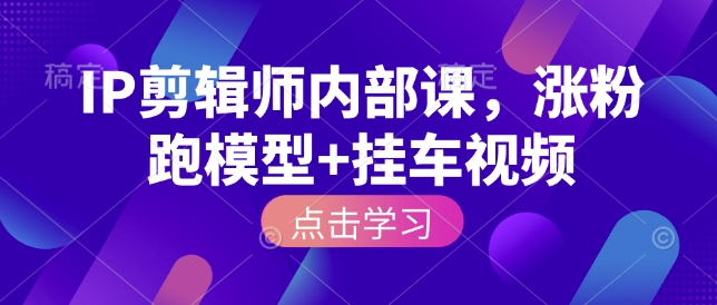 IP剪辑师内部课，涨粉跑模型+挂车视频 - 冒泡网赚