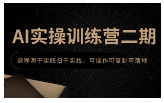 AI实操训练营二期，课程源于实践归于实践，可操作可复制可落地 - 冒泡网赚
