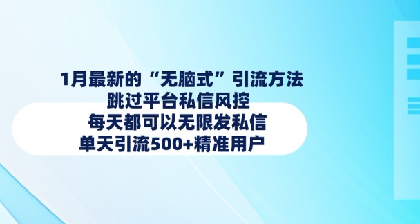 1月最新的无脑式引流方法，跳过平台私信风控，每天都可以无限发私信，单天引流500+精准用户 - 冒泡网赚