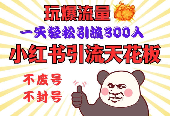 小红书引流天花板，玩爆流量，一天轻松引流300人，安全操作 - 冒泡网赚
