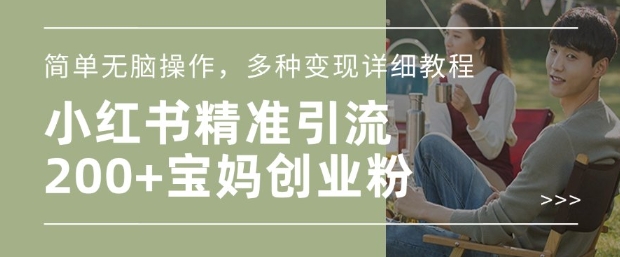 小红书混剪日引200+宝妈创业粉，简单无脑操作，多种变现详细教程 - 冒泡网赚