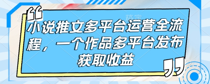 小说推文多平台运营全流程，一个作品多平台发布获取收益 - 冒泡网赚