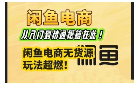 闲鱼电商实战课，从入门到精通秘籍在此，闲鱼电商无货源玩法超燃! - 冒泡网赚