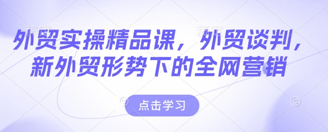 外贸实操精品课，外贸谈判，新外贸形势下的全网营销 - 冒泡网赚
