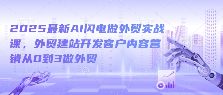2025最新AI闪电做外贸实战课，外贸建站开发客户内容营销从0到3做外贸 - 冒泡网赚