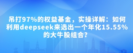 付费文章：吊打97%的权益基金，实操详解：如何利用deepseek来选出一个年化15.55%的大牛股组合? - 冒泡网赚