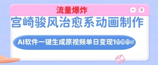 宫崎骏风治愈系动画制作，AI软件一键生成原创视频流量爆炸，单日变现多张，详细实操流程 - 冒泡网赚