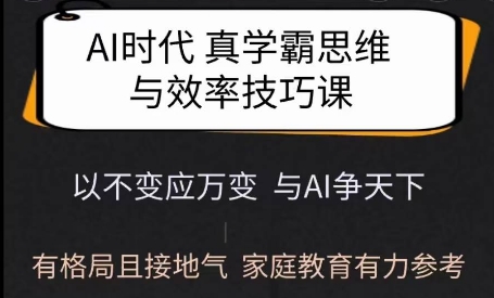 Ai时代真学霸思维与学习方法课，有格局且接地气，家庭教育有力参考 - 冒泡网赚