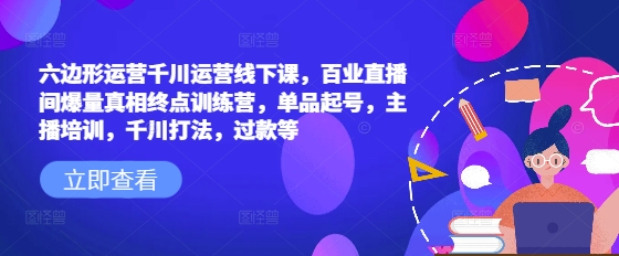 六边形运营千川运营线下课，百业直播间爆量真相终点训练营，单品起号，主播培训，千川打法，过款等 - 冒泡网赚