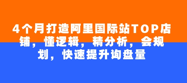 4个月打造阿里国际站TOP店铺，懂逻辑，精分析，会规划，快速提升询盘量 - 冒泡网赚