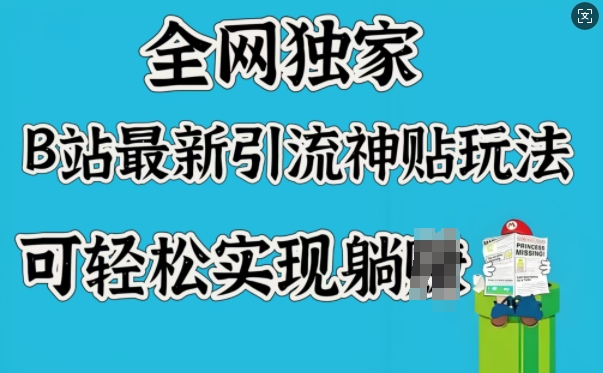全网独家，B站最新引流神贴玩法，可轻松实现躺Z - 冒泡网赚