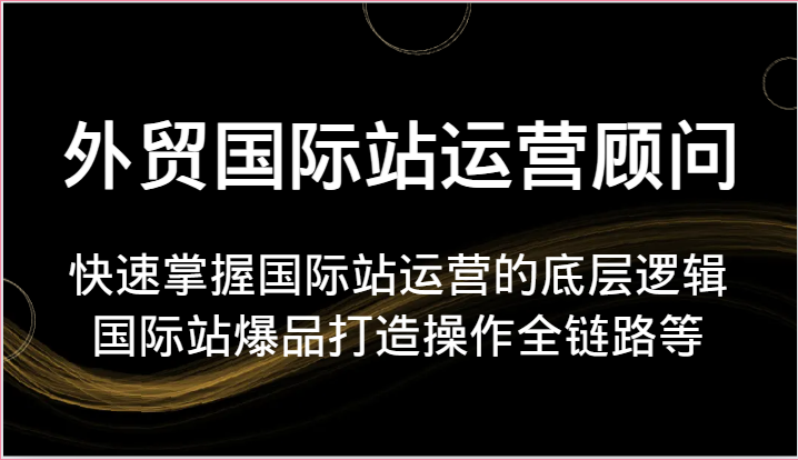 外贸国际站运营顾问-快速掌握国际站运营的底层逻辑，国际站爆品打造操作全链路等 - 福缘创业网