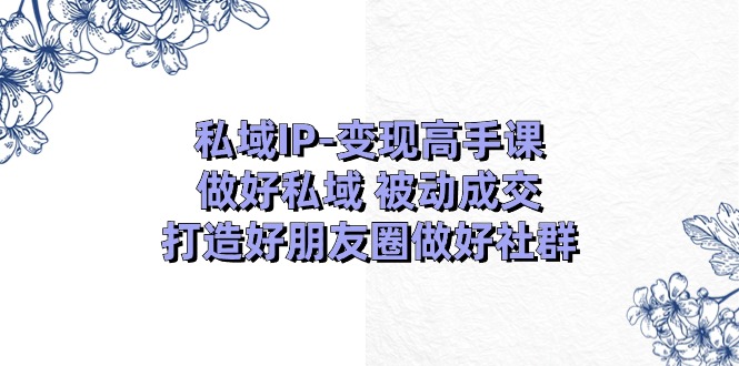私域IP变现高手课：做好私域被动成交，打造好朋友圈做好社群 - 福缘创业网