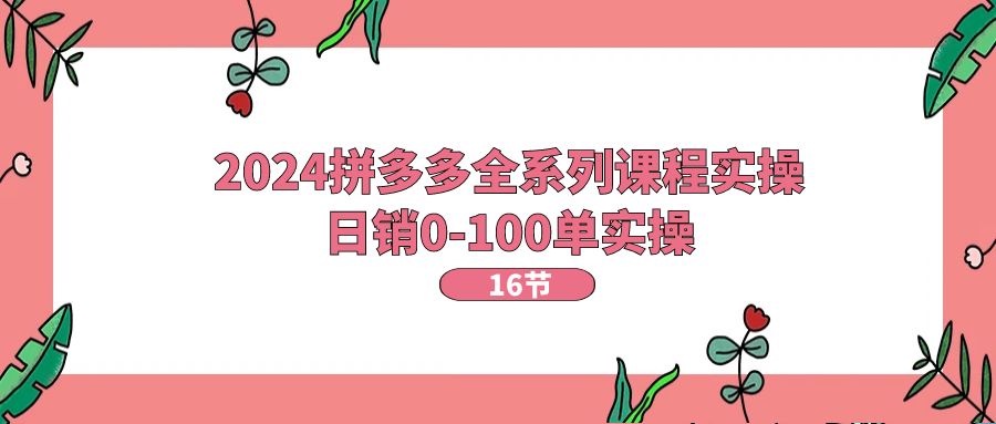 2024拼多多全系列课程实操，日销0-100单实操【16节课】 - 福缘创业网