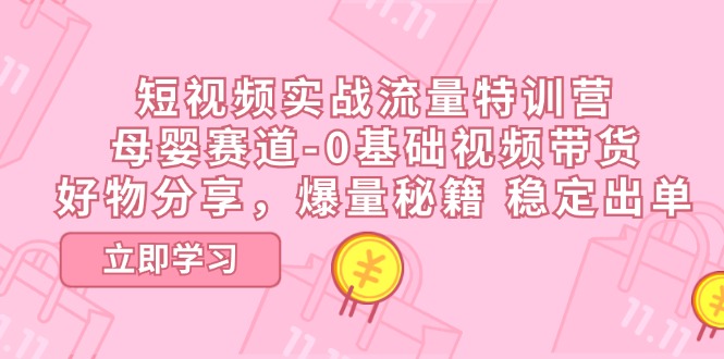 短视频实战流量特训营，母婴赛道-0基础带货，好物分享，爆量秘籍 稳定出单 - 福缘创业网