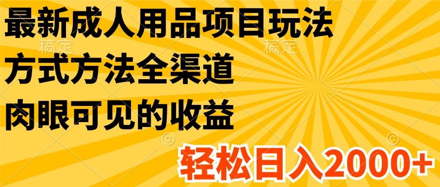 最新成人用品项目玩法，方式方法全渠道，肉眼可见的收益，轻松日入2000+ - 福缘创业网