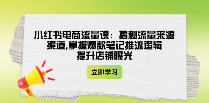 小红书电商流量课：揭秘流量来源渠道,掌握爆款笔记推流逻辑,提升店铺曝光 - 中创网