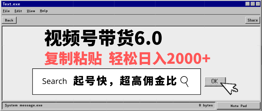 视频号带货6.0，轻松日入2000+，起号快，复制粘贴即可，超高佣金比 - 中创网