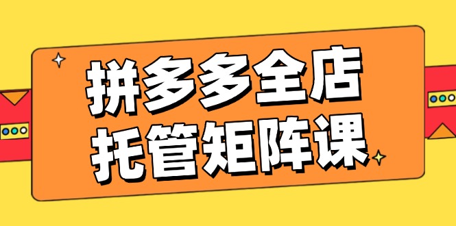 拼多多全店托管矩阵课，盈利动销玩法，高效计划设置，提升店铺效益 - 中创网
