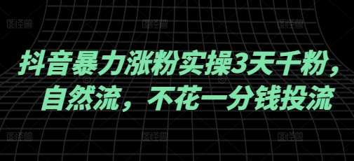 抖音暴力涨粉实操3天千粉，自然流，不花一分钱投流，实操经验分享 - 冒泡网赚