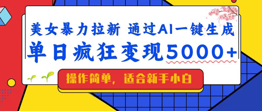 美女暴力拉新，通过AI一键生成，单日疯狂变现5000+，纯小白一学就会！ - 中创网