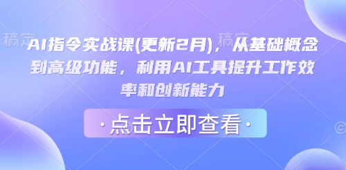 AI指令实战课(更新2月)，从基础概念到高级功能，利用AI工具提升工作效率和创新能力 - 冒泡网赚