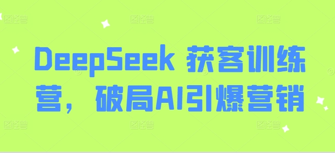 DeepSeek 获客训练营，破局AI引爆营销 - 冒泡网赚