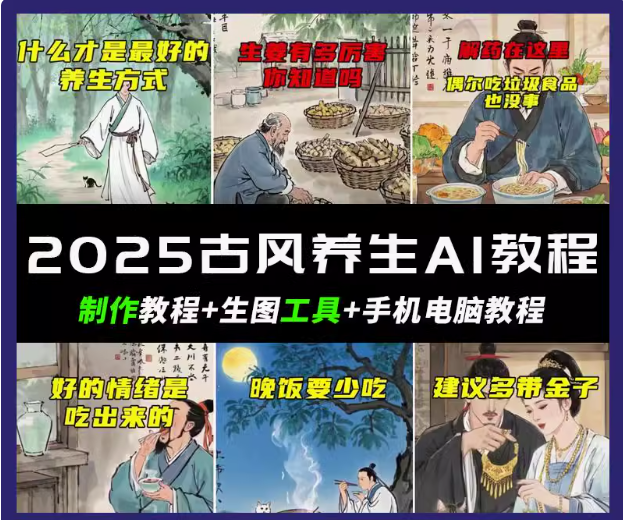 抖音AI古风养生视频教程日入五张 轻松涨粉 10W+ - 福缘创业网