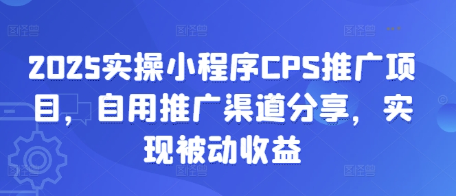 2025实操小程序CPS推广项目，自用推广渠道分享，实现被动收益 - 冒泡网赚