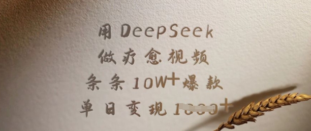 用DeepSeek做疗愈视频，条条10W+爆款，单日变现多张 - 冒泡网赚