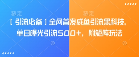 【引流必备】全网首发咸鱼引流黑科技，单日曝光引流500+，附矩阵玩法 - 冒泡网赚