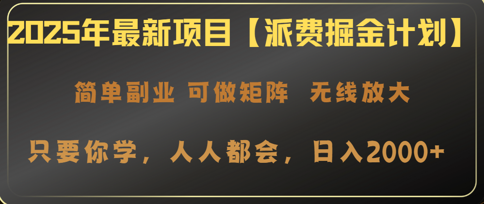2025年最新项目【派费掘金计划】操作简单，日入2000+ - 中创网
