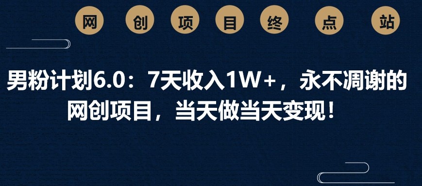 男粉计划6.0：7天收入1W+，永不凋谢的网创项目，当天做当天变现！ - 福缘创业网