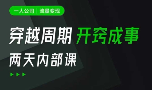 一人公司：流量变现课，一人公司的方法模型拆解， 拆解富人思维，流量思维，小老板思维等 - 冒泡网赚