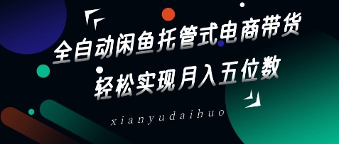 全自动闲鱼托管式电商带货，轻松实现月入五位数 - 冒泡网赚