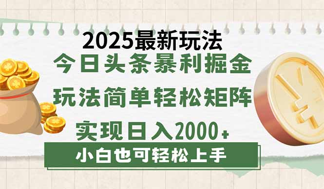 今日头条2025最新玩法，思路简单，复制粘贴，轻松实现矩阵日入2000+ - 中创网