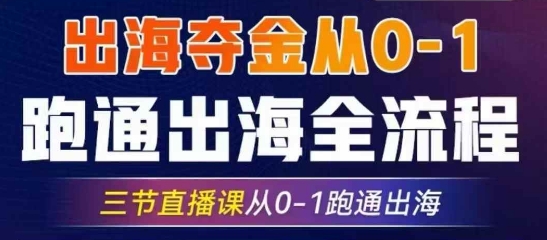 2025出海夺金从0-1跑通出海全流程，三节直播课从0-1跑通出海，教你用AI跑通全流程 - 冒泡网赚