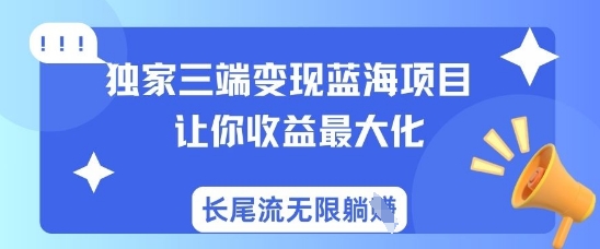独家三端变现蓝海项目，让你收益最大化，长尾流无限躺挣 - 冒泡网赚