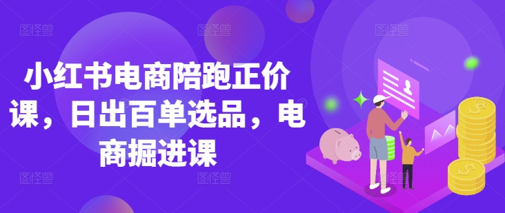 小红书电商陪跑正价课，小红书官方认证电商讲师教学，日出百单选品，电商掘进课 - 冒泡网赚