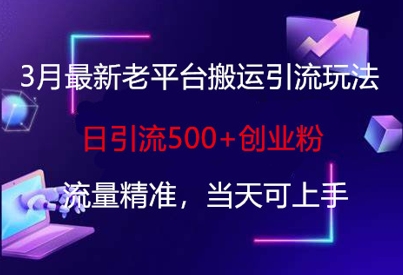 3月最新老平台搬运引流玩法，日引流500+创业粉，流量精准，当天可上手 - 冒泡网赚