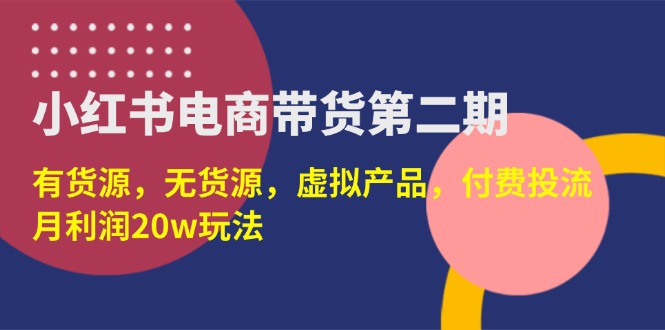 小红书电商带货第二期，有货源，无货源，虚拟产品，付费投流，月利润20w - 中创网