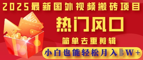 2025最新视频搬砖项目，热门风口，简单去重剪辑，小白也能轻松月入过W - 冒泡网赚