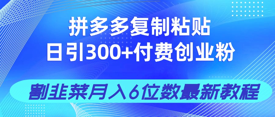 拼多多复制粘贴日引300+付费创业粉，割韭菜月入6位数最新教程！ - 中创网