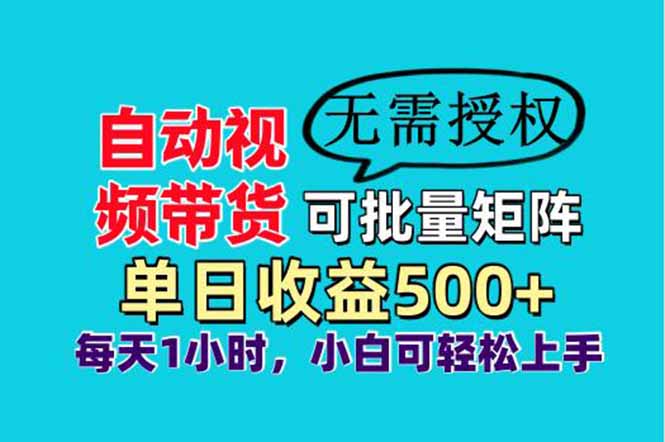 自动视频带货，可批量矩阵，单日收益500+、轻松实现睡后收益，小白可... - 中创网