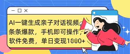 AI一键生成亲子对话视频，条条爆款，一部手机即可操作，单日变现数张 - 冒泡网赚